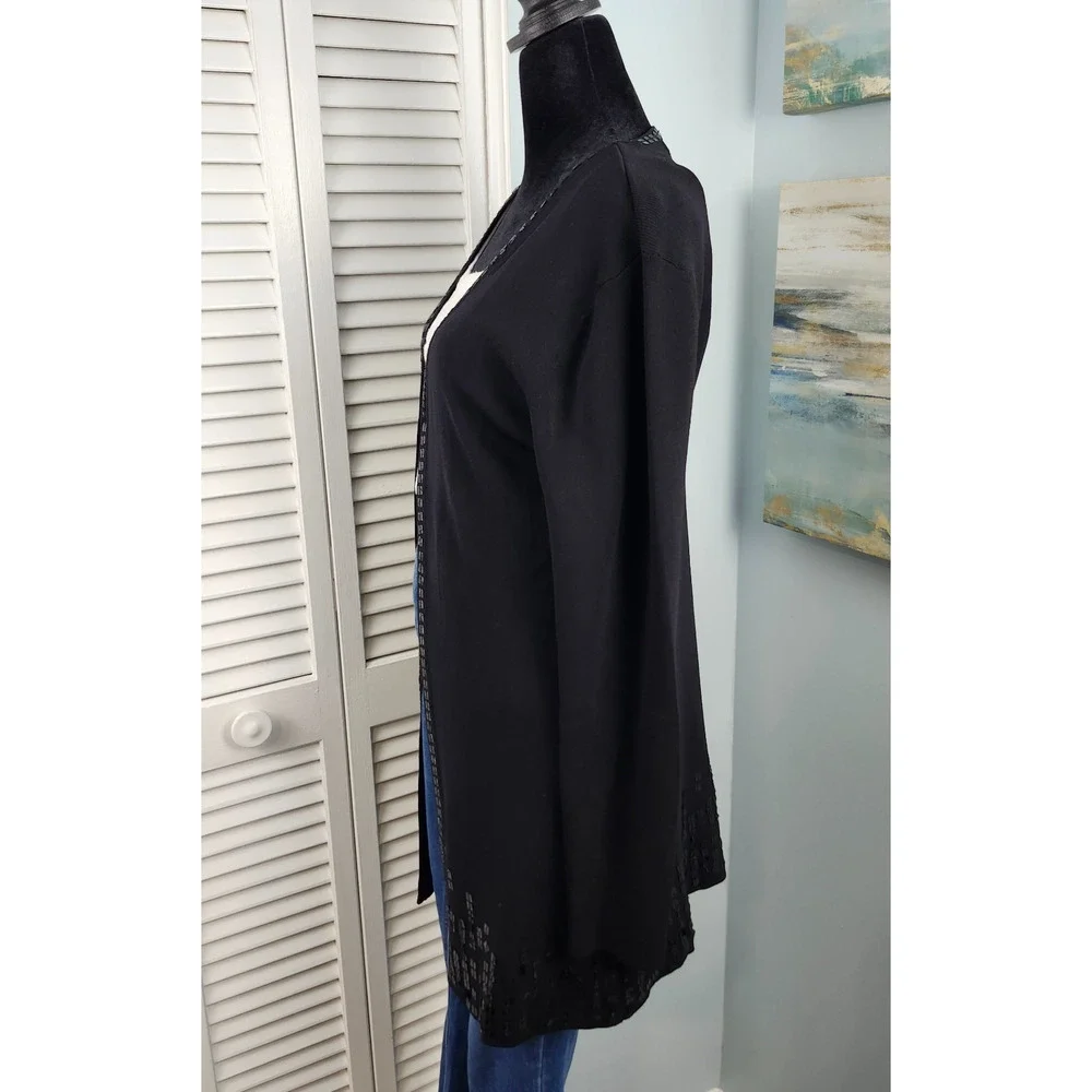 Dunnes Long Black Cardigan Size M/L Sequins Embellished
